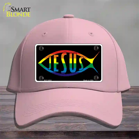 Jesus Fish Rainbow Novelty License Plate Hat Cotton / Pink