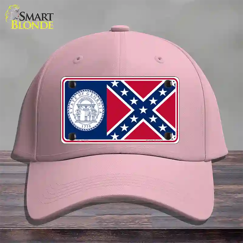 Georgia Confederate State Flag Novelty License Plate Hat Cotton / Pink