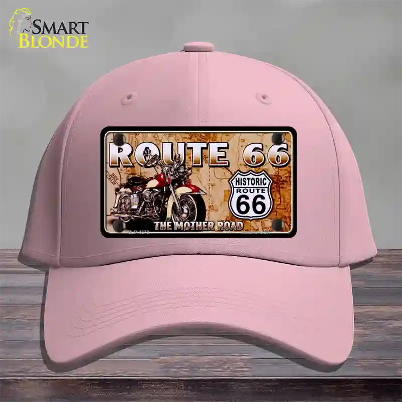 Route 66 Mother Road Motorcycle Novelty License Plate Hat Cotton / Pink