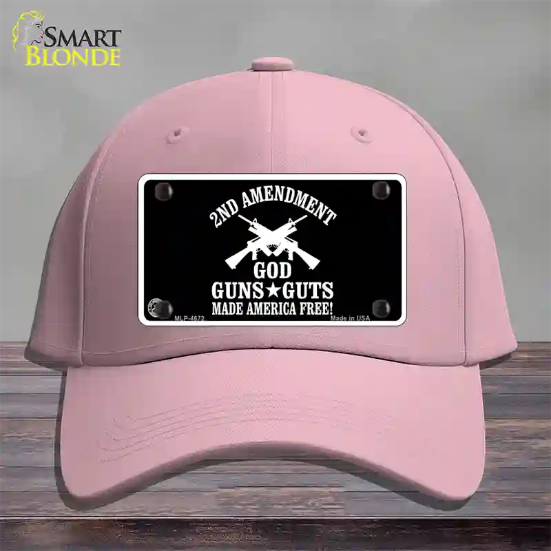 God, Guns, Guts Novelty License Plate Hat Cotton / Pink