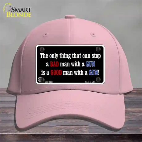 Stop A Bad Man Novelty License Plate Hat Cotton / Pink