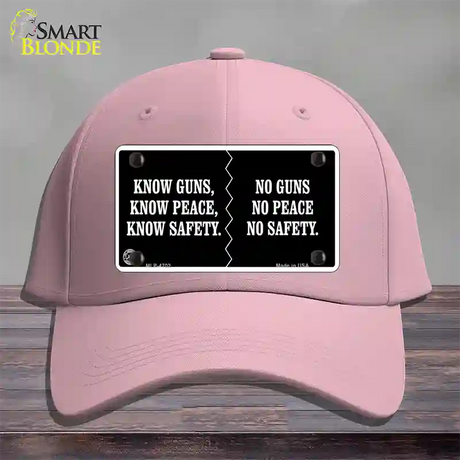 Know Guns, Know Peace, Know Safety Novelty License Plate Hat Cotton / Pink