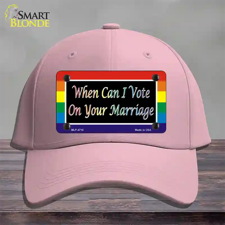 When Can I Vote Novelty License Plate Hat Cotton / Pink