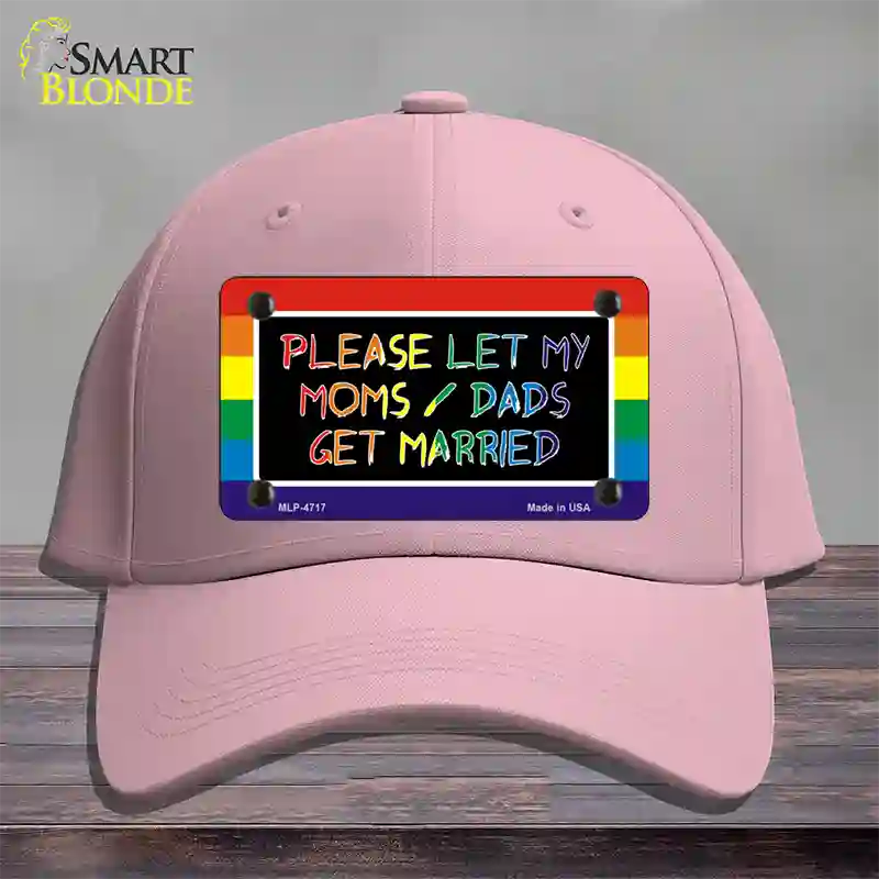 Please Let My Moms And Dads Novelty License Plate Hat Cotton / Pink