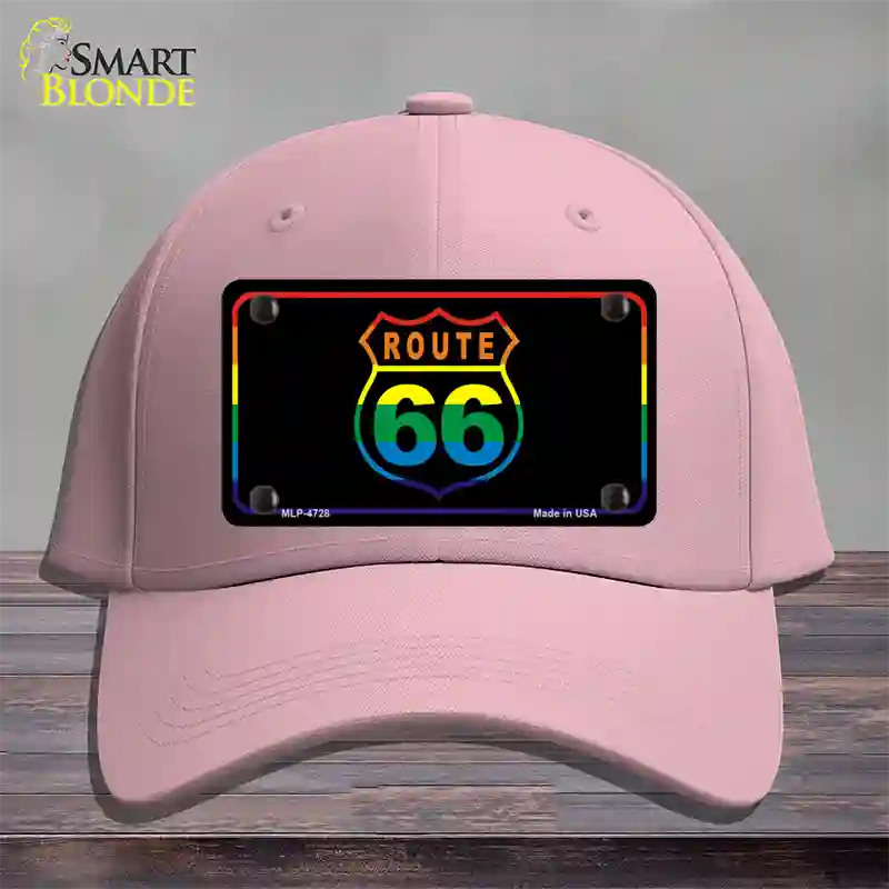 Route 66 Rainbow Flag Novelty License Plate Hat Cotton / Pink