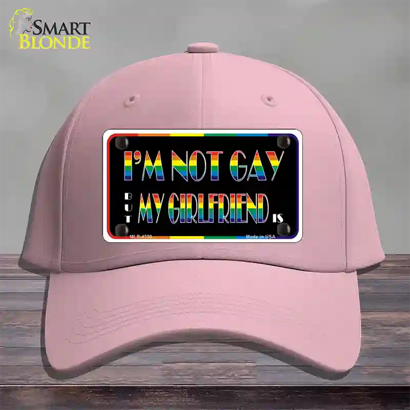 Im Not Gay But My Girlfriend Is Novelty License Plate Hat Cotton / Pink