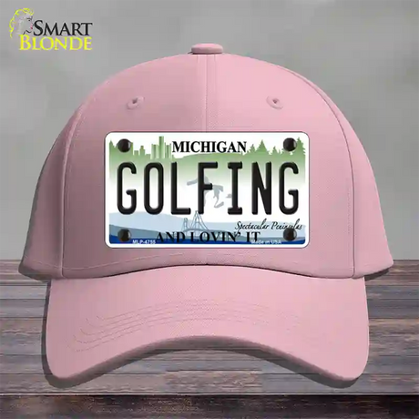 Golfing Michigan State Novelty License Plate Hat Cotton / Pink