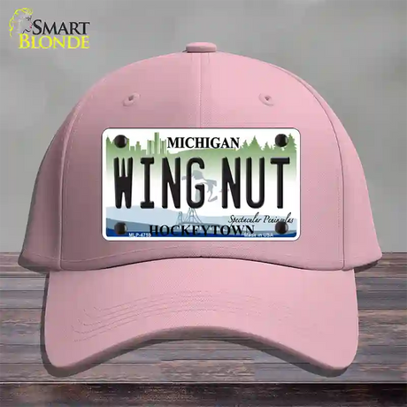 Wing Nut Michigan State Novelty License Plate Hat Cotton / Pink