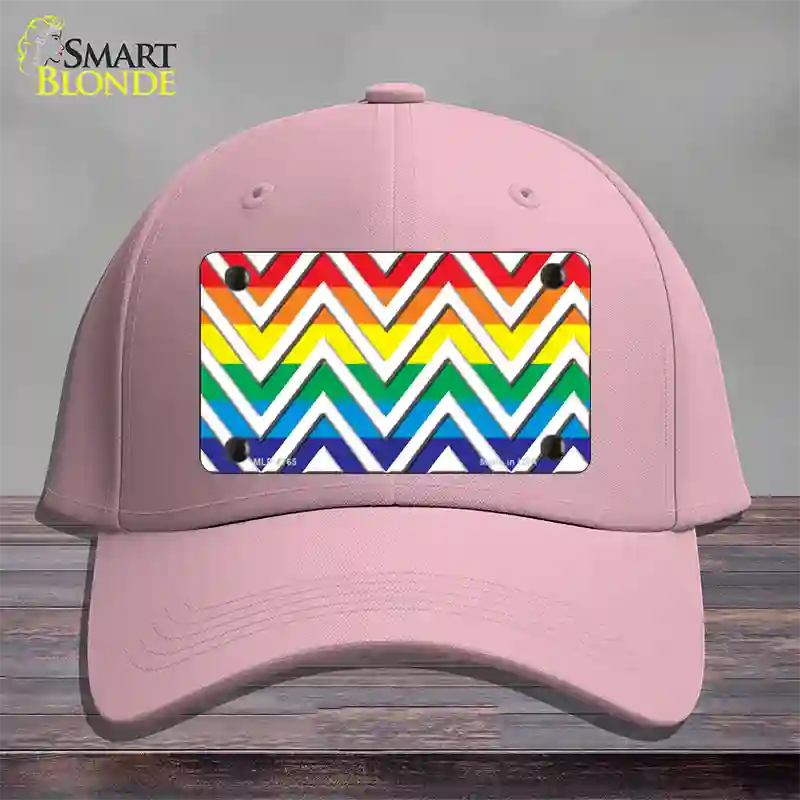 Rainbow White Chevron Novelty License Plate Hat Cotton / Pink