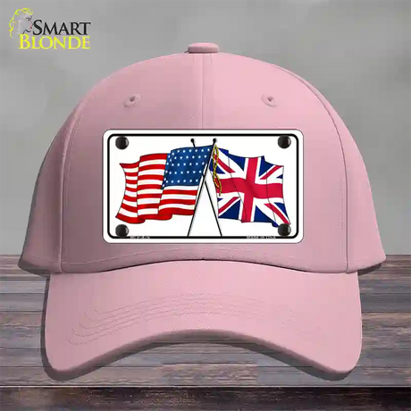 United States Britain Crossed Flags Novelty License Plate Hat Cotton / Pink