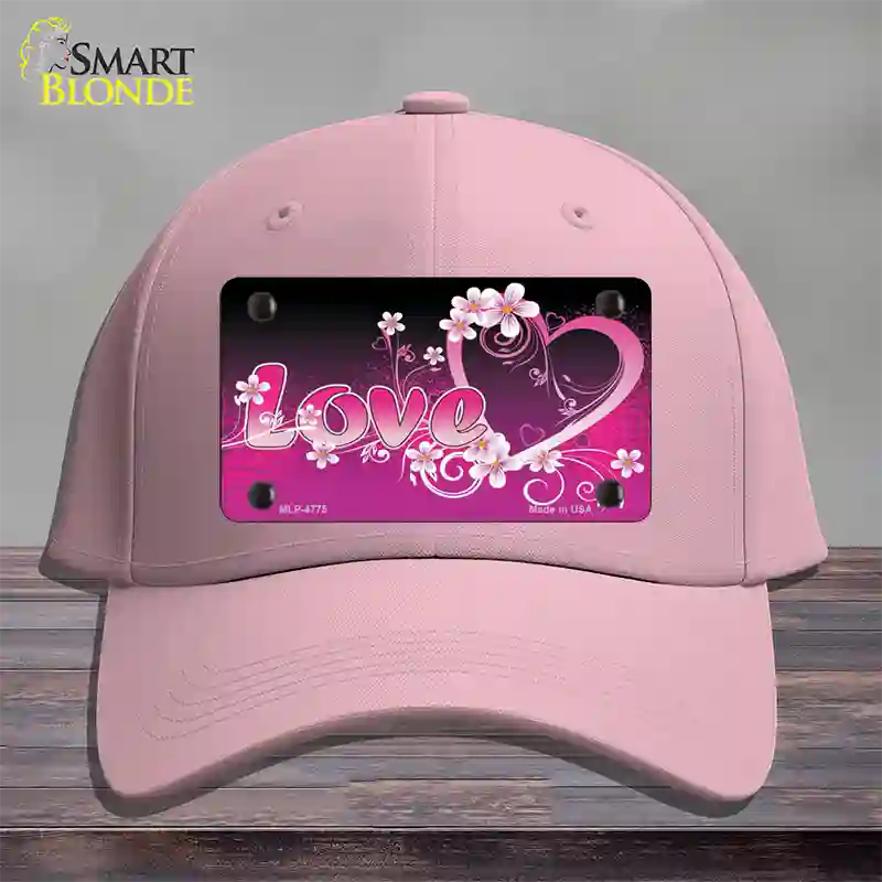 Love Heart And Flowers Novelty License Plate Hat Cotton / Pink