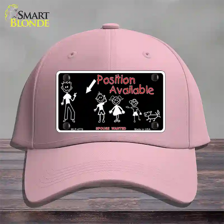 Position Available Novelty License Plate Hat Cotton / Pink