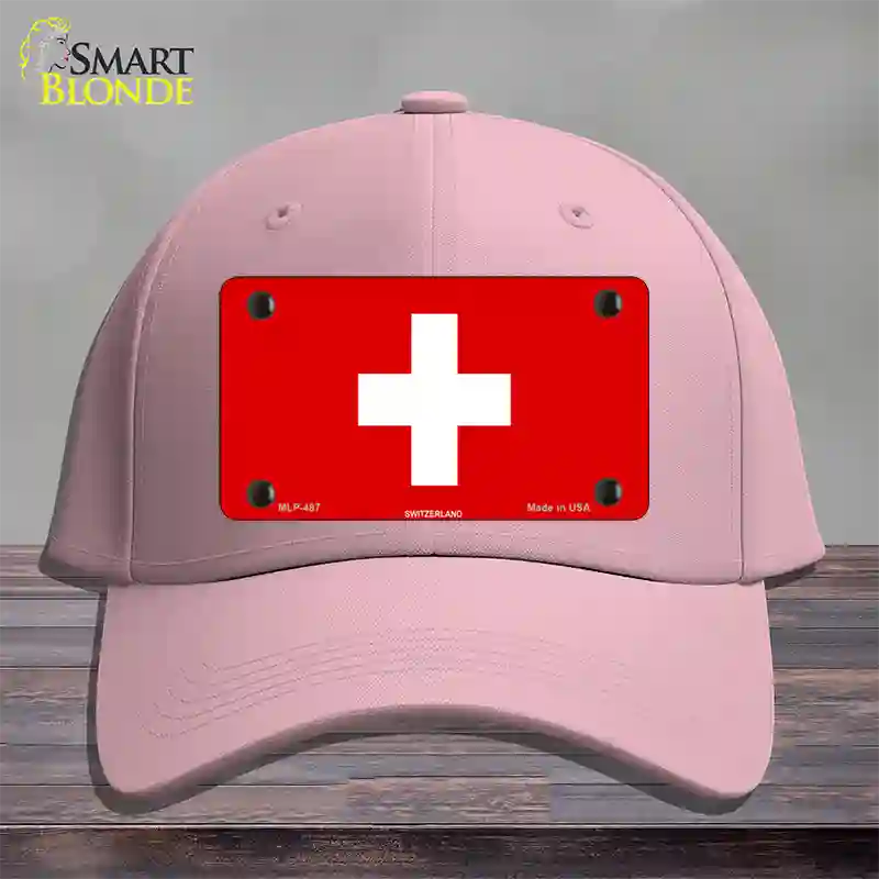 Switzerland Flag Novelty License Plate Hat Cotton / Pink