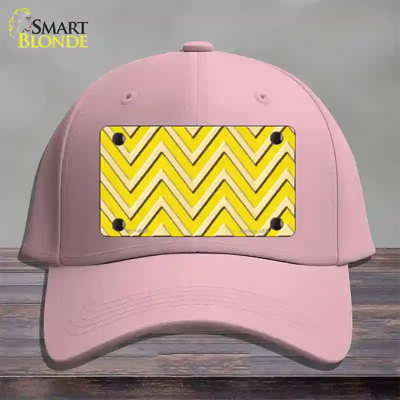 Yellow Light Yellow Large Chevron Novelty License Plate Hat Cotton / Pink