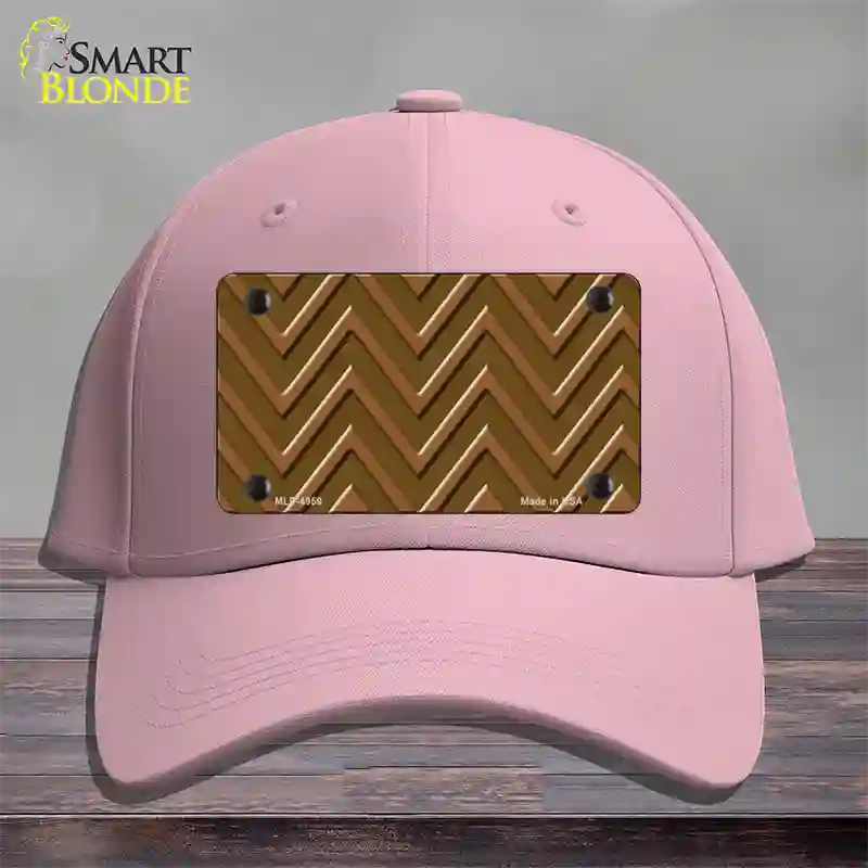 Brown Light Brown Large Chevron Novelty License Plate Hat Cotton / Pink