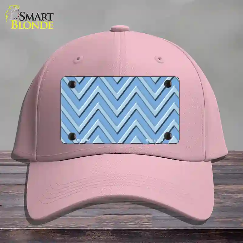 Light Blue Lighter Blue Large Chevron Novelty License Plate Hat Cotton / Pink