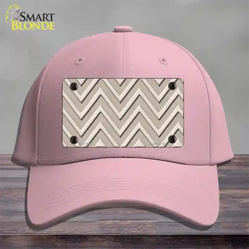 Tan Light Tan Large Chevron Novelty License Plate Hat Cotton / Pink