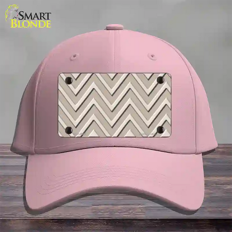 Tan Light Tan Large Chevron Novelty License Plate Hat Cotton / Pink