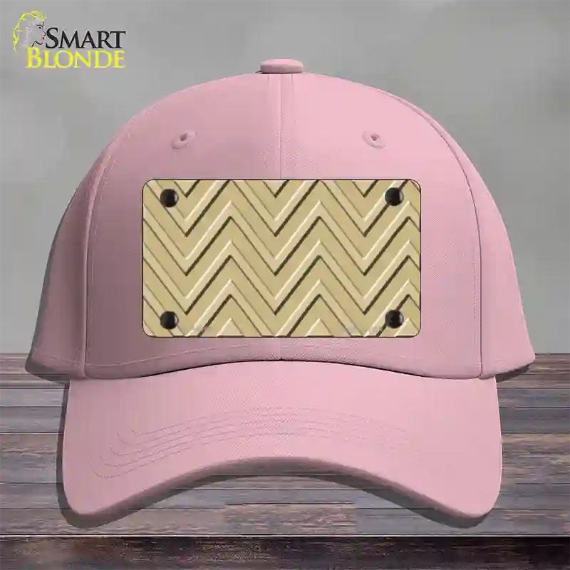 Gold Light Gold Large Chevron Novelty License Plate Hat Cotton / Pink