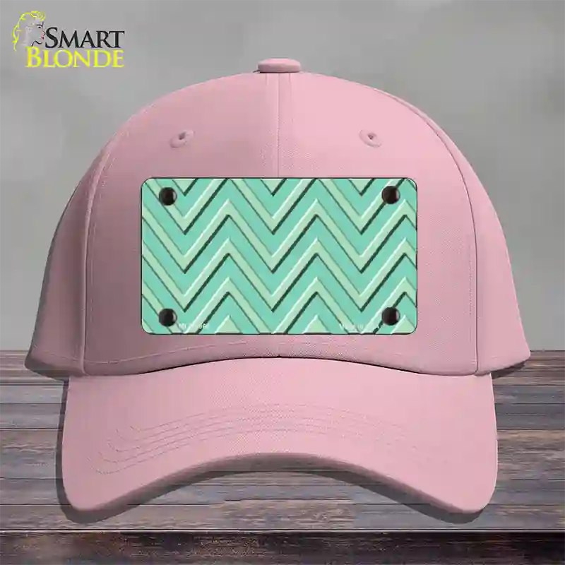 Mint Light Mint Large Chevron Novelty License Plate Hat Cotton / Pink