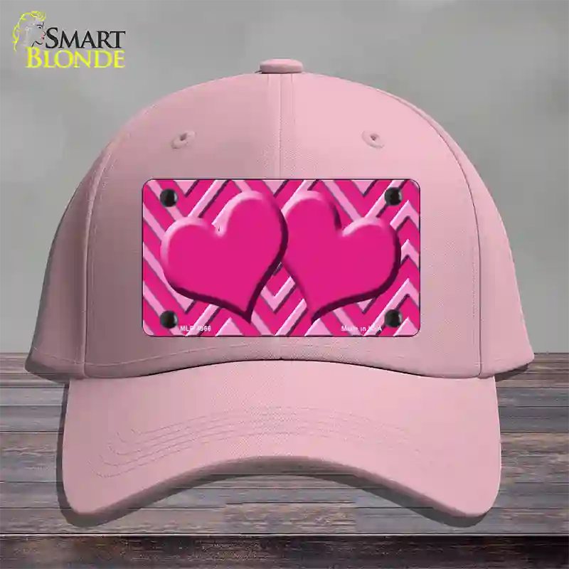 Pink Light Pink Heart Large Chevron Novelty License Plate Hat Cotton / Pink