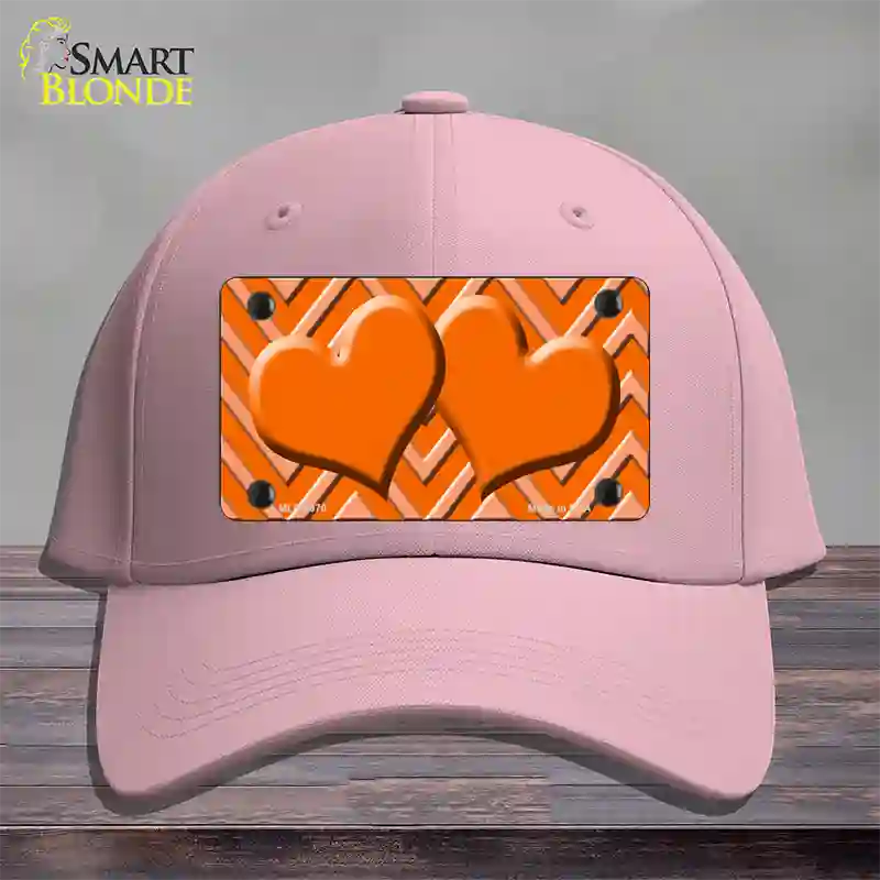 Orange Light Orange Heart Large Chevron Novelty License Plate Hat Cotton / Pink