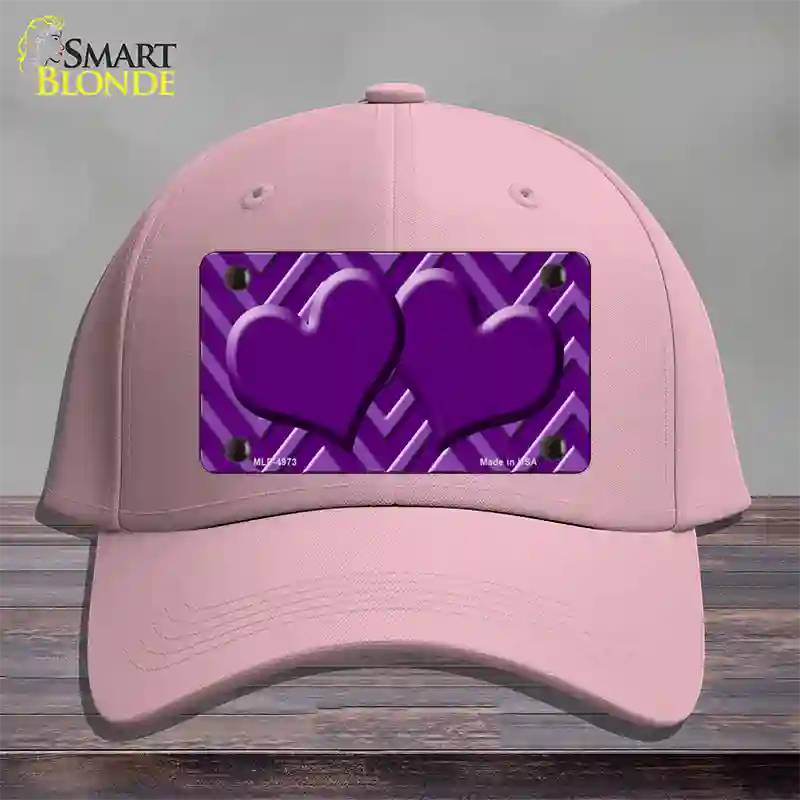 Purple Light Purple Heart Large Chevron Novelty License Plate Hat Cotton / Pink