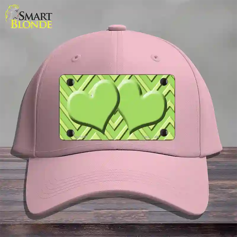 Lime Green Lighter Lime Green Heart Large Chevron Novelty License Plate Hat Cotton / Pink