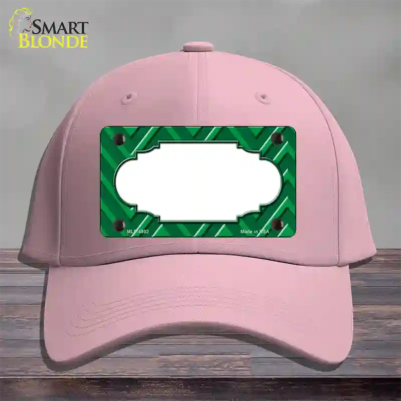 Green Light Green Scallop Large Chevron Novelty License Plate Hat Cotton / Pink