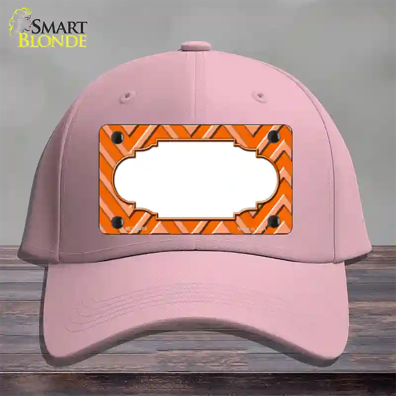 Orange Light Orange Scallop Large Chevron Novelty License Plate Hat Cotton / Pink