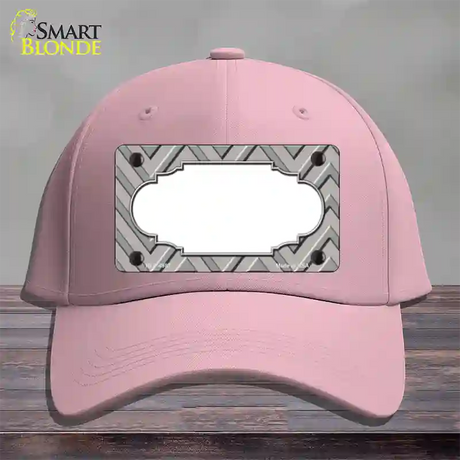 Grey Light Grey Scallop Large Chevron Novelty License Plate Hat Cotton / Pink