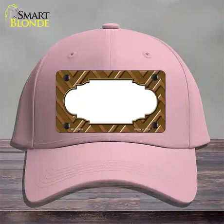 Brown Light Brown Scallop Large Chevron Novelty License Plate Hat Cotton / Pink