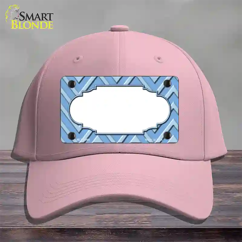 Light Blue Lighter Blue Scallop Large Chevron Novelty License Plate Hat Cotton / Pink