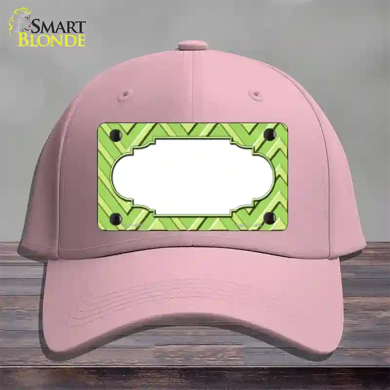 Lime Green Lighter Lime Green Scallop Large Chevron Novelty License Plate Hat Cotton / Pink