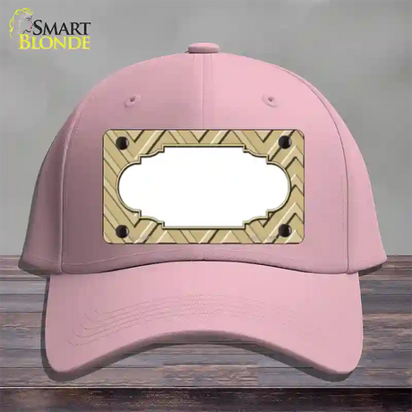 Gold Light Gold Scallop Large Chevron Novelty License Plate Hat Cotton / Pink