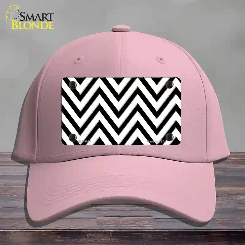 White Black Large Chevron Novelty License Plate Hat Cotton / Pink