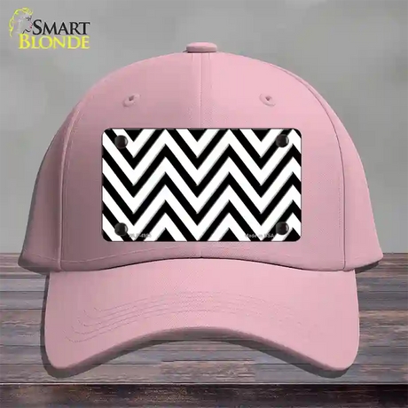 White Black Large Chevron Novelty License Plate Hat Cotton / Pink