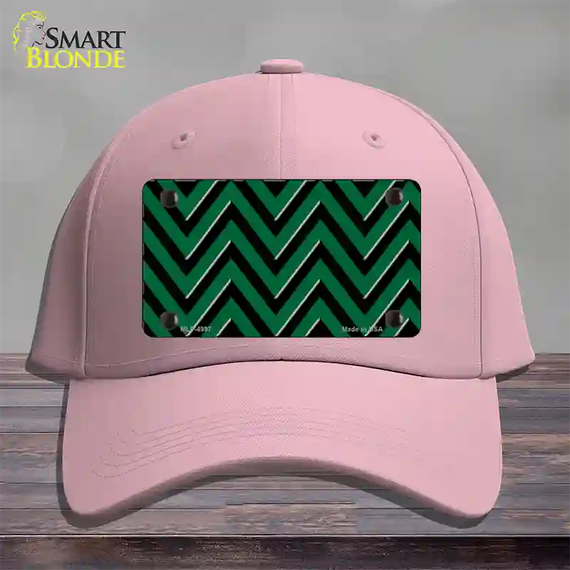 Green Black Large Chevron Novelty License Plate Hat Cotton / Pink