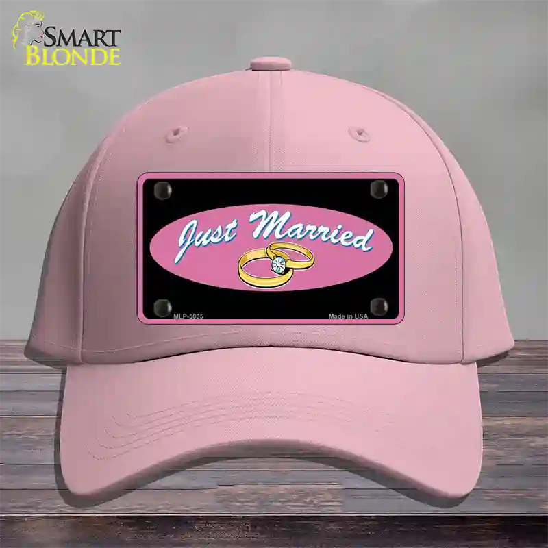 Just Married Novelty License Plate Hat Cotton / Pink