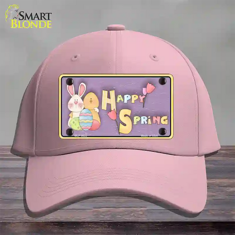 Happy Spring Yellow Novelty License Plate Hat Cotton / Pink