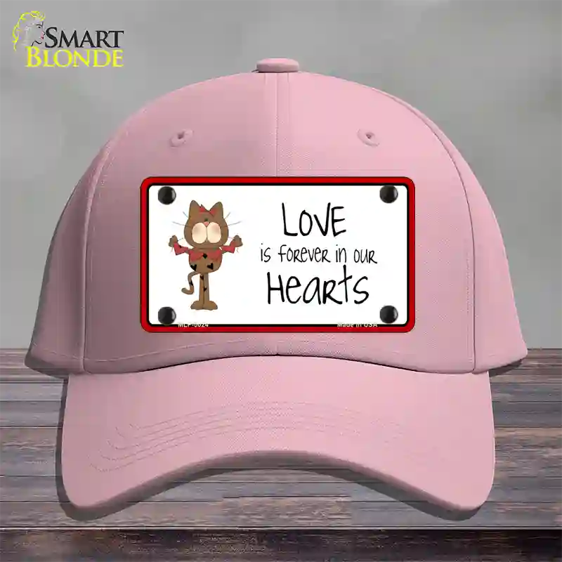 Love In Our Hearts Cat Novelty License Plate Hat Cotton / Pink