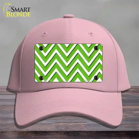 Kelly Green White Chevron Novelty License Plate Hat Cotton / Pink