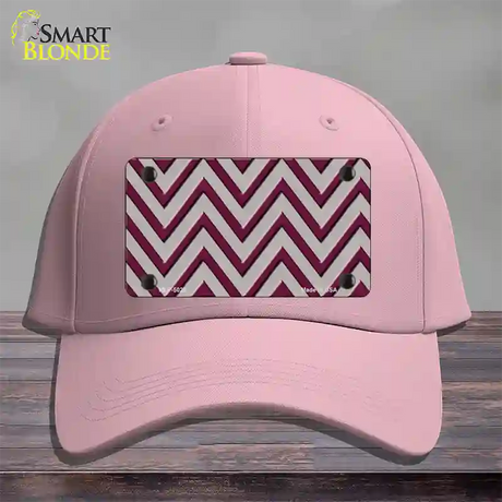 Maroon Grey Chevron Novelty License Plate Hat Cotton / Pink