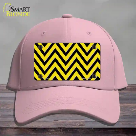 Yellow Black Chevron Novelty License Plate Hat Cotton / Pink