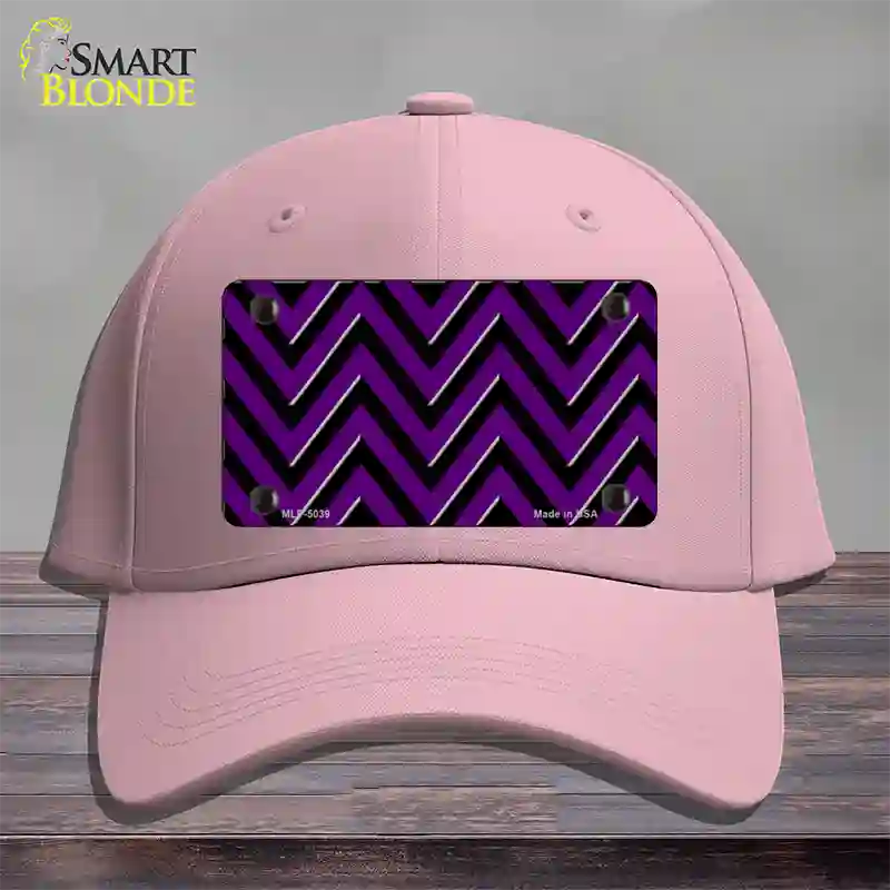 Purple Black Chevron Novelty License Plate Hat Cotton / Pink