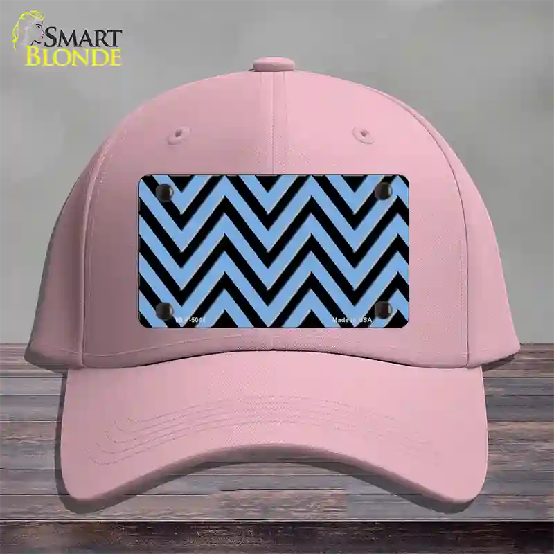 Light Blue Black Chevron Novelty License Plate Hat Cotton / Pink