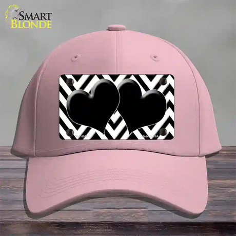 White Black Chevon Hearts Novelty License Plate Hat Cotton / Pink