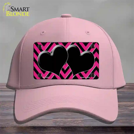 Pink Black Chevon Hearts Novelty License Plate Hat Cotton / Pink