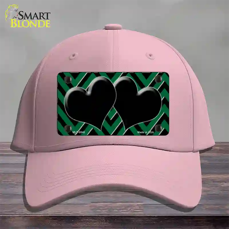 Green Black Chevon Hearts Novelty License Plate Hat Cotton / Pink