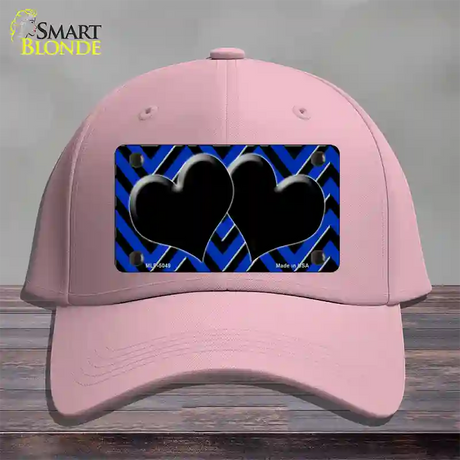 Blue Black Chevon Hearts Novelty License Plate Hat Cotton / Pink